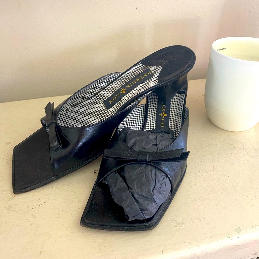 Patrick Cox bow tie mules